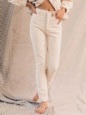 Agolde Remy Raw Hem High-Rise Slim Straight in Cream